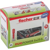 fischer DUOPOWER 5x25 S LD, Cheville Gris clair/Rouge