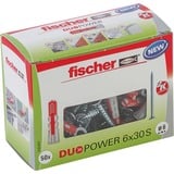 fischer DUOPOWER 6x30 S LD, Cheville Gris clair/Rouge