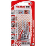 fischer DUOPOWER 8 x 40 WH 4 pièce(s) Kit de fiches murales et vis 4 cm, Cheville Gris clair/Rouge, Kit de fiches murales et vis, Béton, Gris, 4 cm, 8 mm, 5 cm