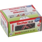 fischer DUOPOWER cheville en bois 100 pièce(s) Rond Gris clair/Rouge, Rond, 3 cm, 6 mm, 4 cm, 100 pièce(s)