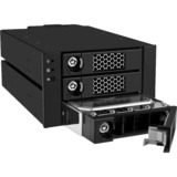 ICY BOX IB-553SSK 2x 5,25" Plateau de stockage de disques Noir, Cadrage Noir, 2x 5,25", Plateau de stockage de disques, 2.5", SATA II, SATA III, Série Attachée SCSI (SAS), Noir, Aluminium