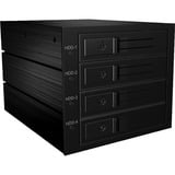 ICY BOX IB-564SSK 3x 5,25" Plateau de stockage de disques Noir, Cadre de montage Noir, 3x 5,25", Plateau de stockage de disques, 2.5", SATA, SATA II, SATA III, Série Attachée SCSI (SAS), Noir, Aluminium