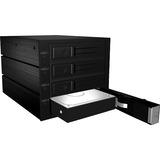 ICY BOX IB-564SSK 3x 5,25" Plateau de stockage de disques Noir, Cadre de montage Noir, 3x 5,25", Plateau de stockage de disques, 2.5", SATA, SATA II, SATA III, Série Attachée SCSI (SAS), Noir, Aluminium