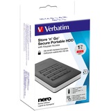 Verbatim Disque dur portable sécurisé Store n Go avec accès par clavier 1 To Noir/Argent, 1000 Go, Noir, Argent