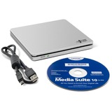 HLDS Graveur de DVD portable mince, Graveur DVD externe Argent, Argent, Fente, PC de bureau/PC portable, DVD±RW, USB 2.0, 60000 h
