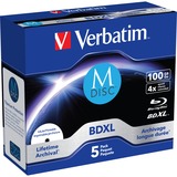 Verbatim 43834 disque vierge Blu-Ray BDXL 100 Go 5 pièce(s), Disques Blu-ray 100 Go, BDXL, Coffret à bijoux, 5 pièce(s)