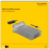 DeLOCK 64086 carte et adaptateur d'interfaces Interne SATA, Convertisseur Noir, USB Type-A, SATA, Transparent, 6 Gbit/s, Windows 10, Windows 7, Windows 8.1, ChromeOS