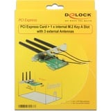 DeLOCK 89568 carte et adaptateur d'interfaces Interne M.2, Carte réseau PCI-E, M.2, USB, Boîte, Sans fil