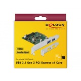 DeLOCK 90298 carte et adaptateur d'interfaces Interne USB 3.2 Gen 1 (3.1 Gen 1), Contrôleur USB PCIe, USB 3.2 Gen 1 (3.1 Gen 1), PCIe 3.0, Chine, Asmedia ASM3142, 10 Gbit/s