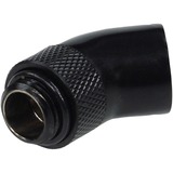Alphacool HF angled adaptor 45° G1/4, Connexion Noir, Laiton, Noir, Soft tubing (PVC, Silikon, Neoprene), 18 mm, 24 mm, 33 mm