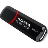 ADATA 64GB DashDrive UV150 lecteur USB flash 64 Go USB Type-A 3.2 Gen 1 (3.1 Gen 1) Noir, Clé USB Noir/Rouge, 64 Go, USB Type-A, 3.2 Gen 1 (3.1 Gen 1), Casquette, 9 g, Noir
