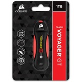 Corsair Voyager GT lecteur USB flash 1000 Go USB Type-A 3.2 Gen 1 (3.1 Gen 1) Noir, Rouge, Clé USB Noir/Rouge, 1000 Go, USB Type-A, 3.2 Gen 1 (3.1 Gen 1), 400 Mo/s, Casquette, Noir, Rouge