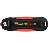 Corsair Voyager GT lecteur USB flash 256 Go USB Type-A 3.2 Gen 1 (3.1 Gen 1) Noir, Rouge, Clé USB Noir/Rouge, 256 Go, USB Type-A, 3.2 Gen 1 (3.1 Gen 1), 390 Mo/s, Casquette, Noir, Rouge