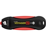 Corsair Voyager GT lecteur USB flash 256 Go USB Type-A 3.2 Gen 1 (3.1 Gen 1) Noir, Rouge, Clé USB Noir/Rouge, 256 Go, USB Type-A, 3.2 Gen 1 (3.1 Gen 1), 390 Mo/s, Casquette, Noir, Rouge