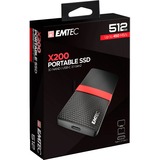 Emtec X200 Portable SSD Power Plus 512 Go Noir/Rouge, USB-C 3.2 (5 Gbit/s)