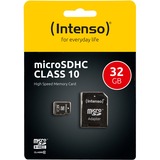 Intenso 32GB MicroSDHC 32 Go Classe 10, Carte mémoire 32 Go, MicroSDHC, Classe 10, 25 Mo/s, Résistant aux chocs, Résistant à une température, Résistant à l’eau, Résistant aux rayons X, Noir