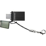 Intenso Mini Mobile Line lecteur USB flash 16 Go USB Type-A / Micro-USB 2.0 Noir, Clé USB 16 Go, USB Type-A / Micro-USB, 2.0, 20 Mo/s, Casquette, Noir