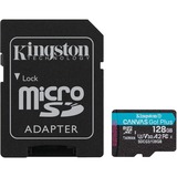 Kingston Canvas Go! Plus 128 Go microSDXC, Carte mémoire Noir, Incl. adapter, Class 10, UHS-I U3, V30, A2