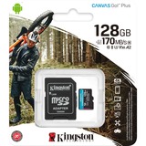 Kingston Canvas Go! Plus 128 Go microSDXC, Carte mémoire Noir, Incl. adapter, Class 10, UHS-I U3, V30, A2