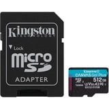 Kingston Canvas Go! Plus 512 Go microSDXC, Carte mémoire Noir, Incl. adapteur, Class 10, UHS-I U3, V30, A2