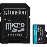 Kingston Canvas Go! Plus 512 Go microSDXC, Carte mémoire Noir, Incl. adapteur, Class 10, UHS-I U3, V30, A2