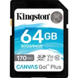 Kingston Canvas Go! Plus 64 Go SDXC, Carte mémoire Noir, UHS-I U3, Class 10, A2