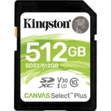 Kingston Canvas Select Plus SDXC 512 Go, Carte mémoire Noir, SDS2/512GB, Class 10 UHS-I U3