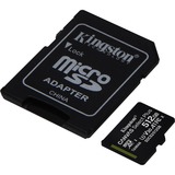 Kingston Carte microSD Canvas Select Plus 512 Go, Carte mémoire Noir, SDCS2/512Go, Classe 10 UHS-I A1, Adaptateur inclus