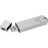 Kingston IronKey 64Go Basic S1000 Encrypted USB 3.0 FIPS 140-2 Level 3, Clé USB 64 Go, USB Type-A, 3.2 Gen 1 (3.1 Gen 1), 230 Mo/s, Casquette, Argent