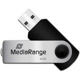MediaRange 64GB USB 2.0 lecteur USB flash 64 Go USB Type-A / Micro-USB Noir, Argent, Clé USB Noir/Argent, 64 Go, USB Type-A / Micro-USB, 2.0, 13 Mo/s, Pivotant, Noir, Argent
