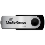 MediaRange 64GB USB 2.0 lecteur USB flash 64 Go USB Type-A / Micro-USB Noir, Argent, Clé USB Noir/Argent, 64 Go, USB Type-A / Micro-USB, 2.0, 13 Mo/s, Pivotant, Noir, Argent