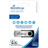 MediaRange 64GB USB 2.0 lecteur USB flash 64 Go USB Type-A / Micro-USB Noir, Argent, Clé USB Noir/Argent, 64 Go, USB Type-A / Micro-USB, 2.0, 13 Mo/s, Pivotant, Noir, Argent