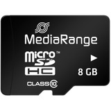 MediaRange 8GB microSDHC 8 Go Classe 10, Carte mémoire Noir, 8 Go, MicroSDHC, Classe 10, Noir