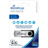 MediaRange MR908 lecteur USB flash 8 Go USB Type-A / Micro-USB 2.0 Noir, Argent, Clé USB Noir/Argent, 8 Go, USB Type-A / Micro-USB, 2.0, 13 Mo/s, Pivotant, Noir, Argent