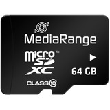 MediaRange MR955 mémoire flash 64 Go MicroSDXC Classe 10, Carte mémoire Noir, 64 Go, MicroSDXC, Classe 10, 60 Mo/s, 15 Mo/s, Noir