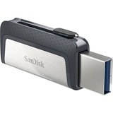 SanDisk Ultra Dual Drive USB Type-C lecteur USB flash 128 Go USB Type-A / USB Type-C 3.2 Gen 1 (3.1 Gen 1) Noir, Argent, Clé USB 128 Go, USB Type-A / USB Type-C, 3.2 Gen 1 (3.1 Gen 1), Slide, 9,1 g, Noir, Argent