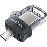 SanDisk Ultra Dual m3.0 lecteur USB flash 128 Go USB Type-A / Micro-USB 3.2 Gen 1 (3.1 Gen 1) Noir, Argent, Transparent, Clé USB 128 Go, USB Type-A / Micro-USB, 3.2 Gen 1 (3.1 Gen 1), Slide, 5,2 g, Noir, Argent, Transparent