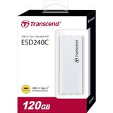 Transcend ESD240C 120 Go Argent SSD externe Argent, 120 Go, M.2, USB Type-C, 3.2 Gen 2 (3.1 Gen 2), 520 Mo/s, Argent