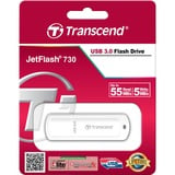 Transcend JetFlash elite 730 32GB USB 3.0 lecteur USB flash 32 Go USB Type-A 3.2 Gen 1 (3.1 Gen 1) Blanc, Clé USB Argent, 32 Go, USB Type-A, 3.2 Gen 1 (3.1 Gen 1), Casquette, 8,5 g, Blanc