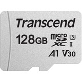 Transcend TS128GUSD300S-A mémoire flash 128 Go MicroSDXC NAND Classe 10, Carte mémoire Argent, 128 Go, MicroSDXC, Classe 10, NAND, 95 Mo/s, 40 Mo/s
