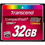 Transcend TS32GCF800 mémoire flash 32 Go CompactFlash MLC, Carte mémoire 32 Go, CompactFlash, MLC, 120 Mo/s, 60 Mo/s, Noir