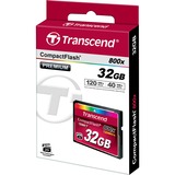 Transcend TS32GCF800 mémoire flash 32 Go CompactFlash MLC, Carte mémoire 32 Go, CompactFlash, MLC, 120 Mo/s, 60 Mo/s, Noir