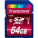 Transcend TS64GSDXC10U1 mémoire flash 64 Go SDXC MLC Classe 10, Carte mémoire Bleu, 64 Go, SDXC, Classe 10, MLC, 90 Mo/s, Class 1 (U1)