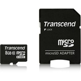Transcend TS8GUSDC10 mémoire flash 8 Go MicroSDHC NAND Classe 10, Carte mémoire 8 Go, MicroSDHC, Classe 10, NAND, 90 Mo/s, Noir
