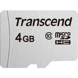 Transcend microSDHC 300S 4GB 4 Go NAND Classe 10, Carte mémoire Argent, 4 Go, MicroSDHC, Classe 10, NAND, 20 Mo/s, 10 Mo/s