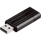 Verbatim Micro-clé USBPinStripe de 16 Go - noire Noir, 16 Go, USB Type-A, 2.0, 8 Mo/s, Slide, Noir