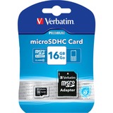 Verbatim Premium 16 Go MicroSDHC Classe 10, Carte mémoire Noir, 16 Go, MicroSDHC, Classe 10, 10 Mo/s, 10 Mo/s, Noir