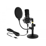 DeLOCK 66300 microphone Noir Noir, -38 dB, 30 - 16000 Hz, 24 bit, 192 kHz, Unidirectionnel, Avec fil