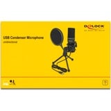 DeLOCK Microphone USB à condensateur Noir, Microphone de PC, -47 dB, 20 - 20000 Hz, 2200 Ohm, 16 bit, 44,1 kHz