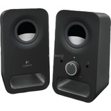 Logitech Haut-parleurs stéréo Z150 Son stéréo clair, Haut-parleur PC Noir, 2.0 canaux, Avec fil, 6 W, Noir